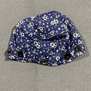 New Yuest Scrub Cap Satin‎ Lined Floral Blue White Flowers Button Adjustable
